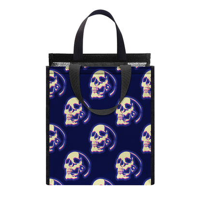 Trippy Skull Pattern Print Insulated Lunch Tote