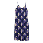 Trippy Skull Pattern Print Jersey Midi Cami Dress