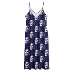 Trippy Skull Pattern Print Jersey Midi Cami Dress