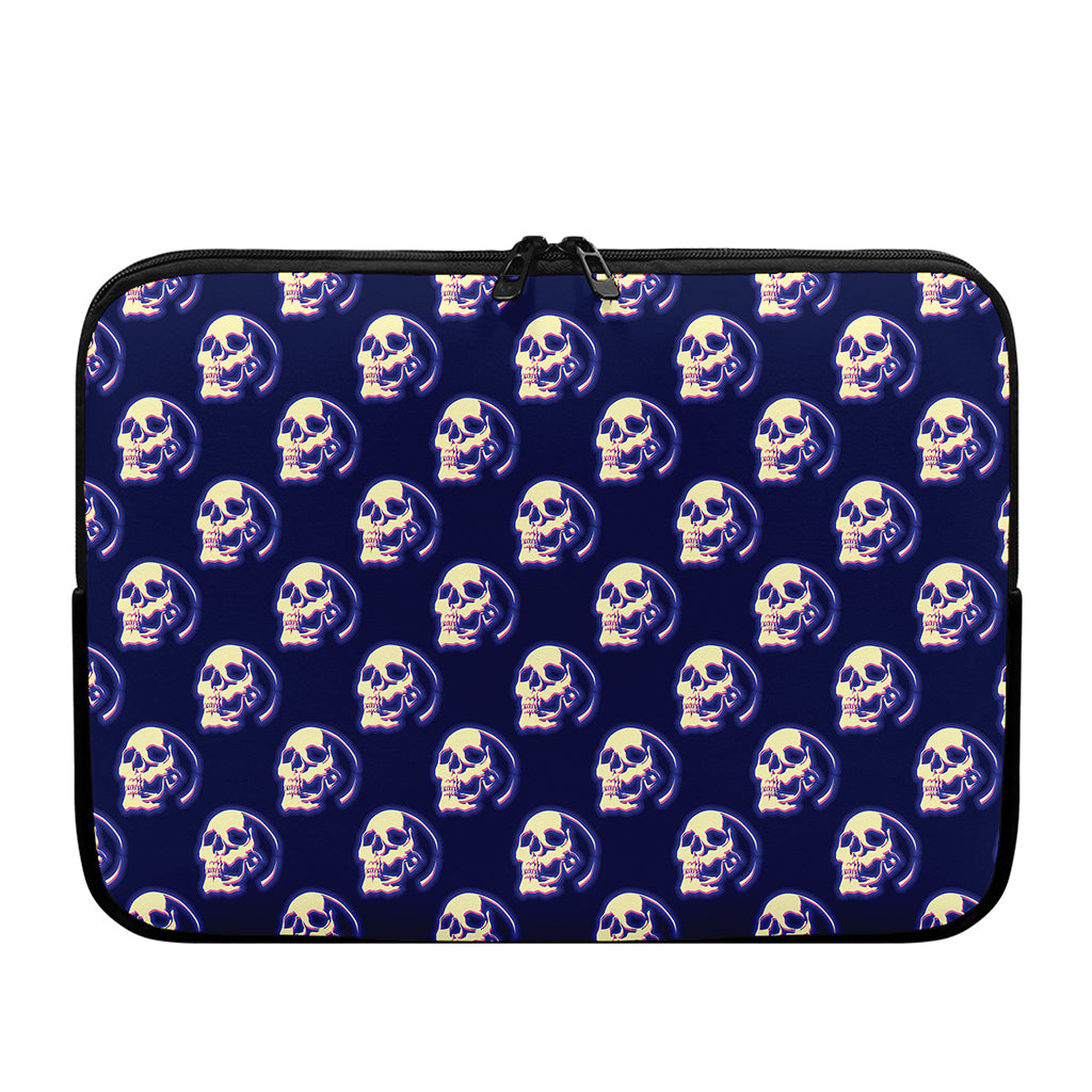 Trippy Skull Pattern Print Laptop Sleeve