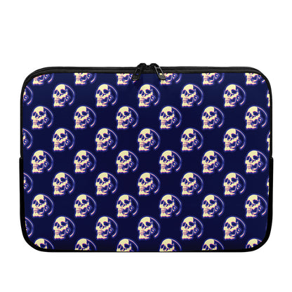 Trippy Skull Pattern Print Laptop Sleeve