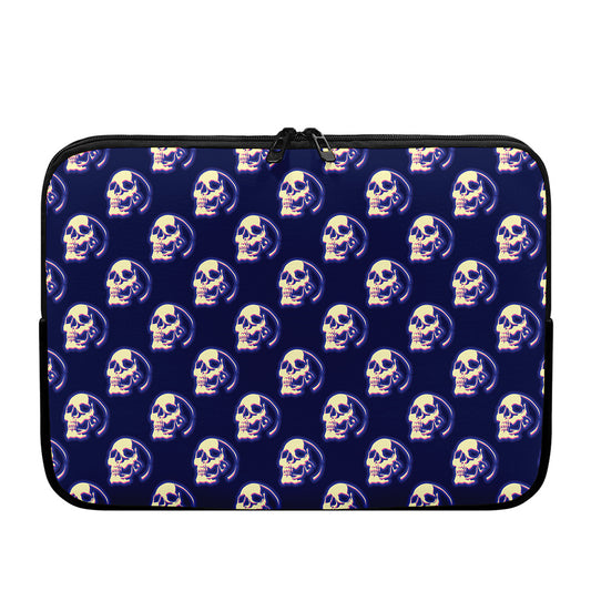 Trippy Skull Pattern Print Laptop Sleeve