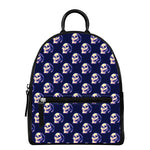 Trippy Skull Pattern Print Leather Backpack