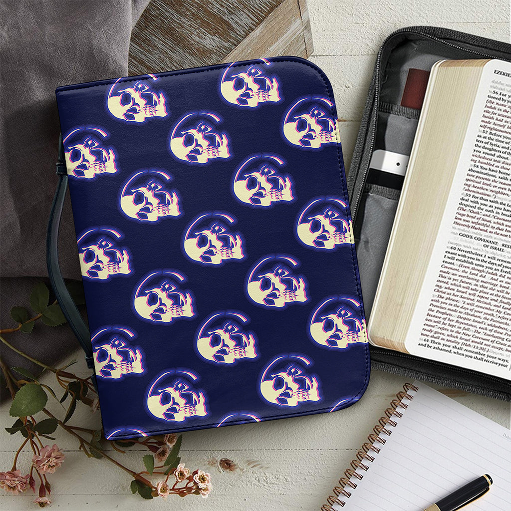 Trippy Skull Pattern Print Leather Bible Cover