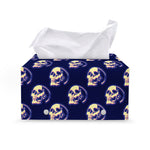 Trippy Skull Pattern Print Leather Tissue Box Cover
