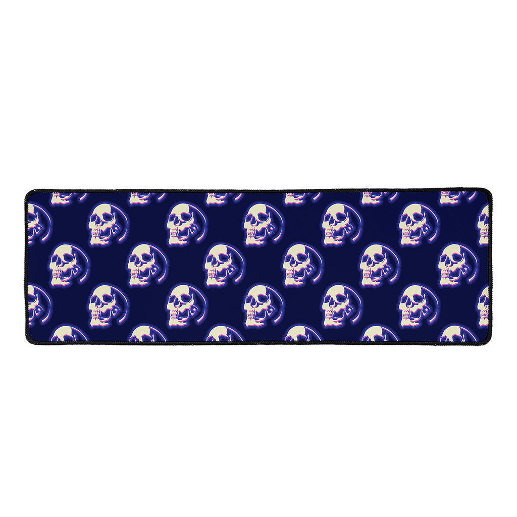 Trippy Skull Pattern Print Long Kitchen Mat
