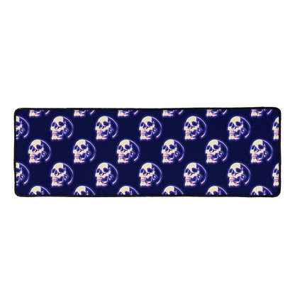 Trippy Skull Pattern Print Long Kitchen Mat