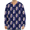 Trippy Skull Pattern Print Long Sleeve Baseball Jersey