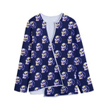 Trippy Skull Pattern Print Long Sleeve Short Coat