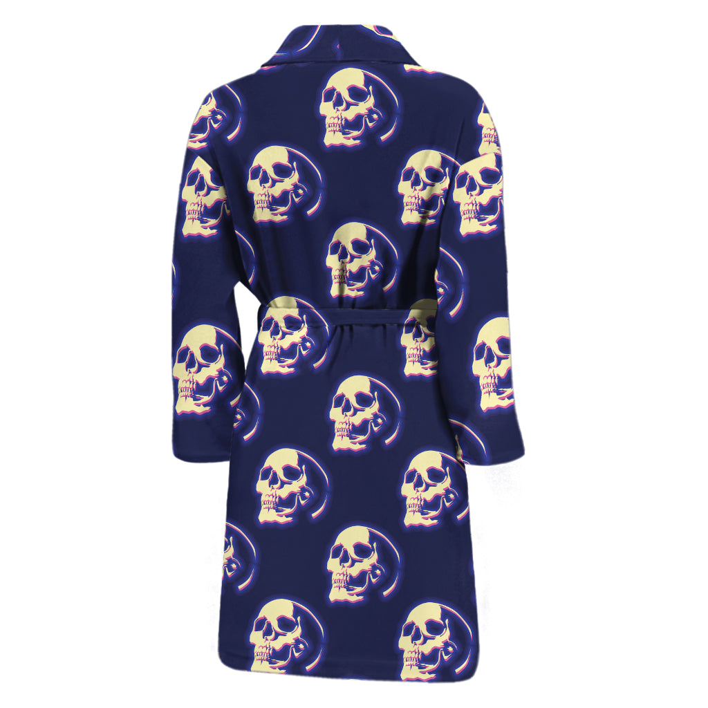 Trippy Skull Pattern Print Men's Bathrobe