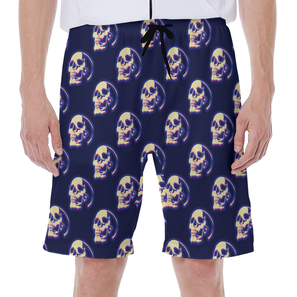 Trippy Skull Pattern Print Men's Beach Shorts