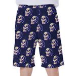 Trippy Skull Pattern Print Men's Beach Shorts
