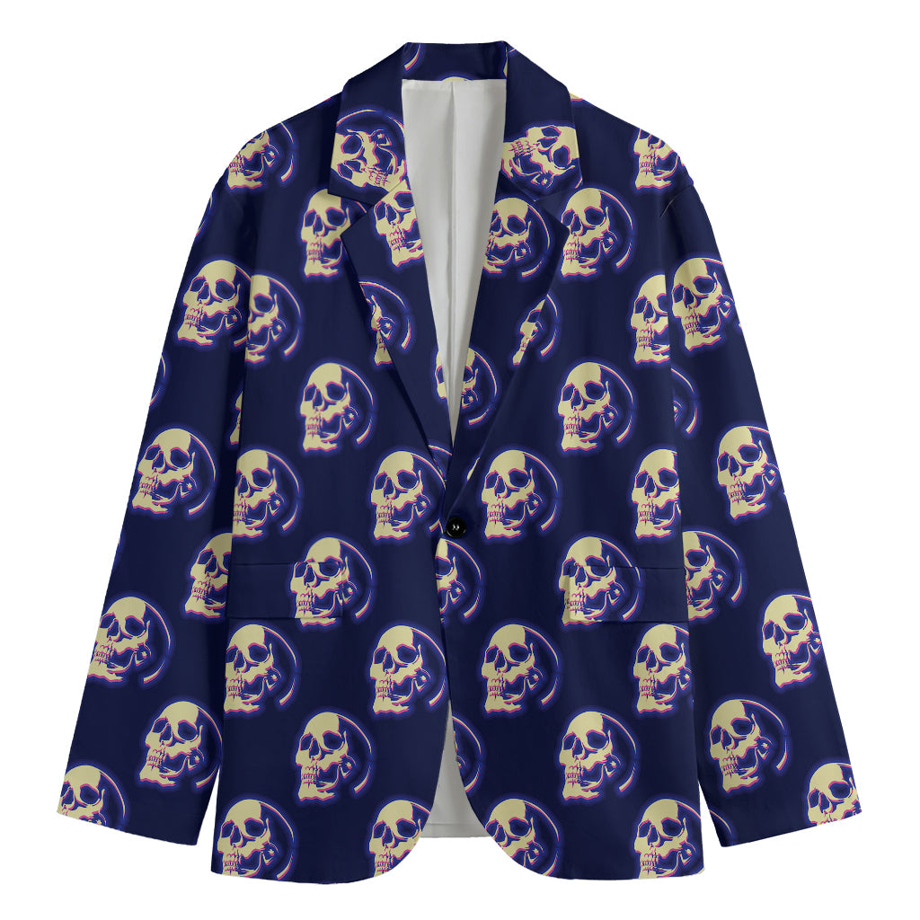 Trippy Skull Pattern Print Men's Blazer