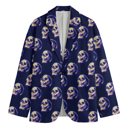 Trippy Skull Pattern Print Men's Blazer