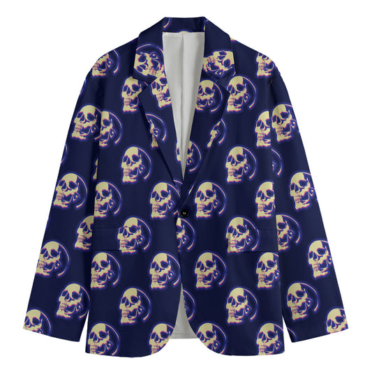 Trippy Skull Pattern Print Men's Blazer
