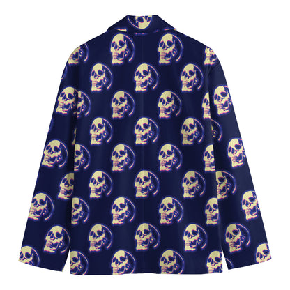 Trippy Skull Pattern Print Men's Blazer