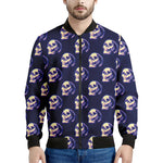 Trippy Skull Pattern Print Men's Bomber Jacket