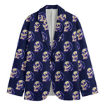 Trippy Skull Pattern Print Men's Cotton Blazer
