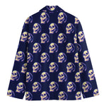 Trippy Skull Pattern Print Men's Cotton Blazer
