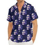 Trippy Skull Pattern Print Men's Deep V-Neck Shirt