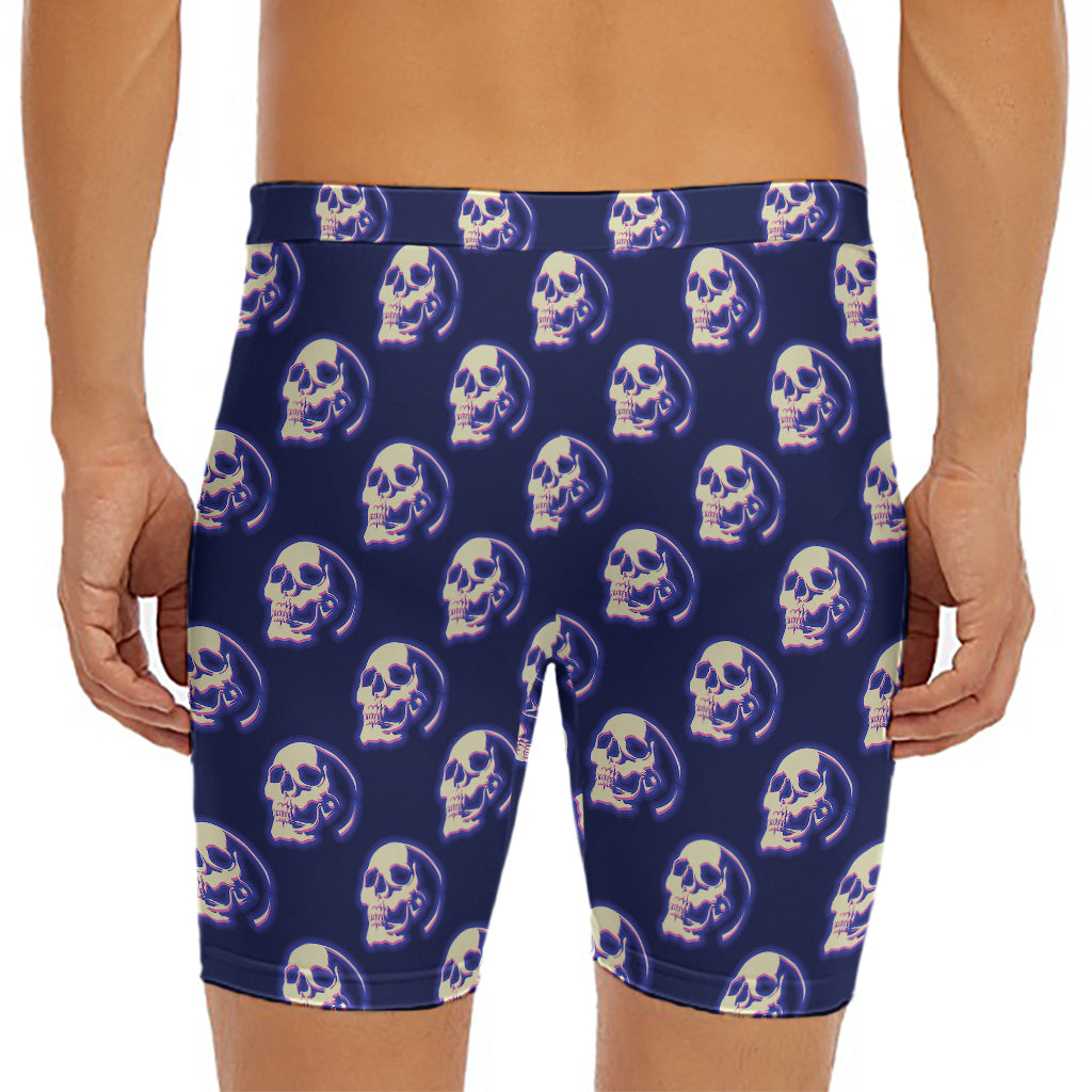 Trippy Skull Pattern Print Men's Long Boxer Briefs