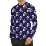 Trippy Skull Pattern Print Men's Long Sleeve Rash Guard