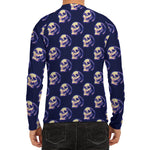 Trippy Skull Pattern Print Men's Long Sleeve Rash Guard