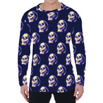 Trippy Skull Pattern Print Men's Long Sleeve T-Shirt