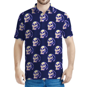 Trippy Skull Pattern Print Men's Polo Shirt