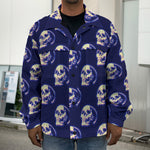 Trippy Skull Pattern Print Men's Shirt Jacket