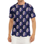 Trippy Skull Pattern Print Men's Short Sleeve Rash Guard