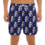 Trippy Skull Pattern Print Men's Split Running Shorts