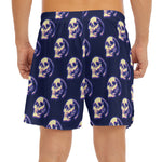 Trippy Skull Pattern Print Men's Split Running Shorts