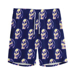 Trippy Skull Pattern Print Men's Sports Shorts