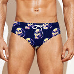 Trippy Skull Pattern Print Men's Swim Briefs