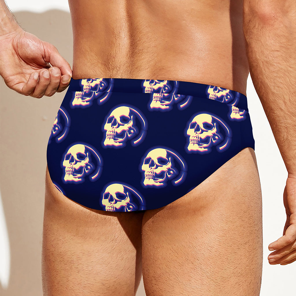 Trippy Skull Pattern Print Men's Swim Briefs