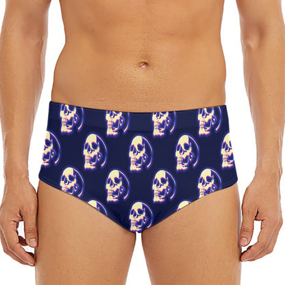 Trippy Skull Pattern Print Men's Triangle Swim Briefs