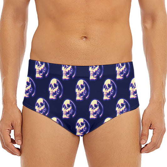 Trippy Skull Pattern Print Men's Triangle Swim Briefs