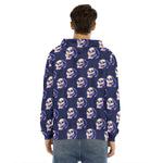 Trippy Skull Pattern Print Men's Velvet Pullover Hoodie