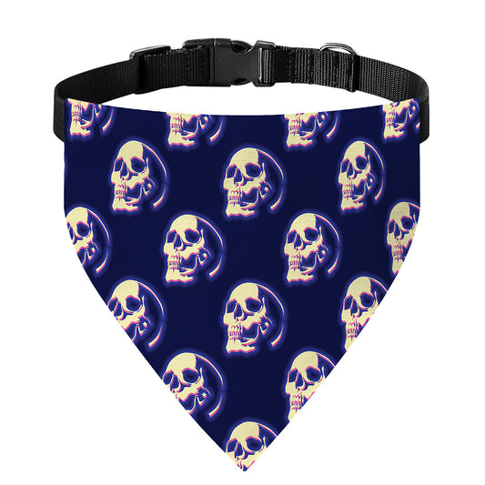 Trippy Skull Pattern Print Over The Collar Dog Bandana