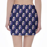 Trippy Skull Pattern Print Pencil Mini Skirt