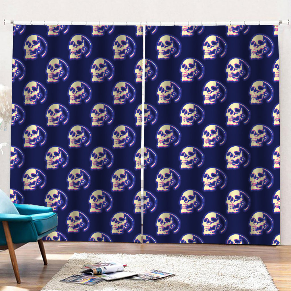 Trippy Skull Pattern Print Pencil Pleat Curtains