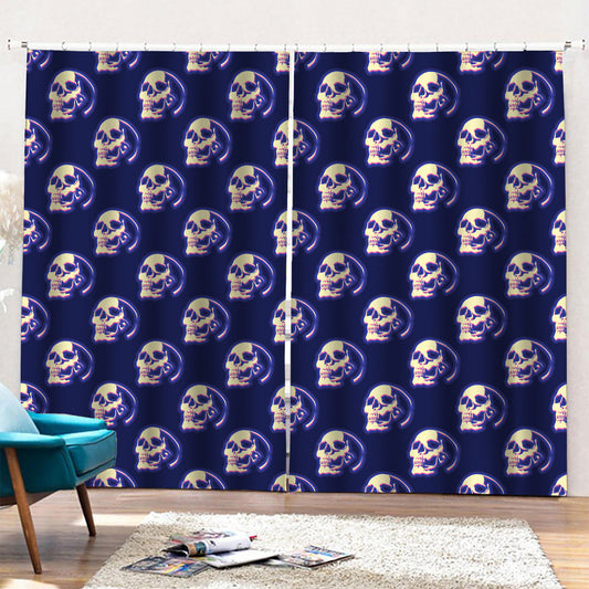 Trippy Skull Pattern Print Pencil Pleat Curtains