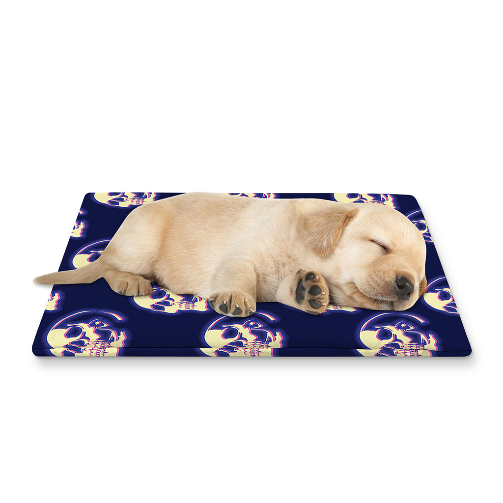 Trippy Skull Pattern Print Pet Cooling Mat Cover