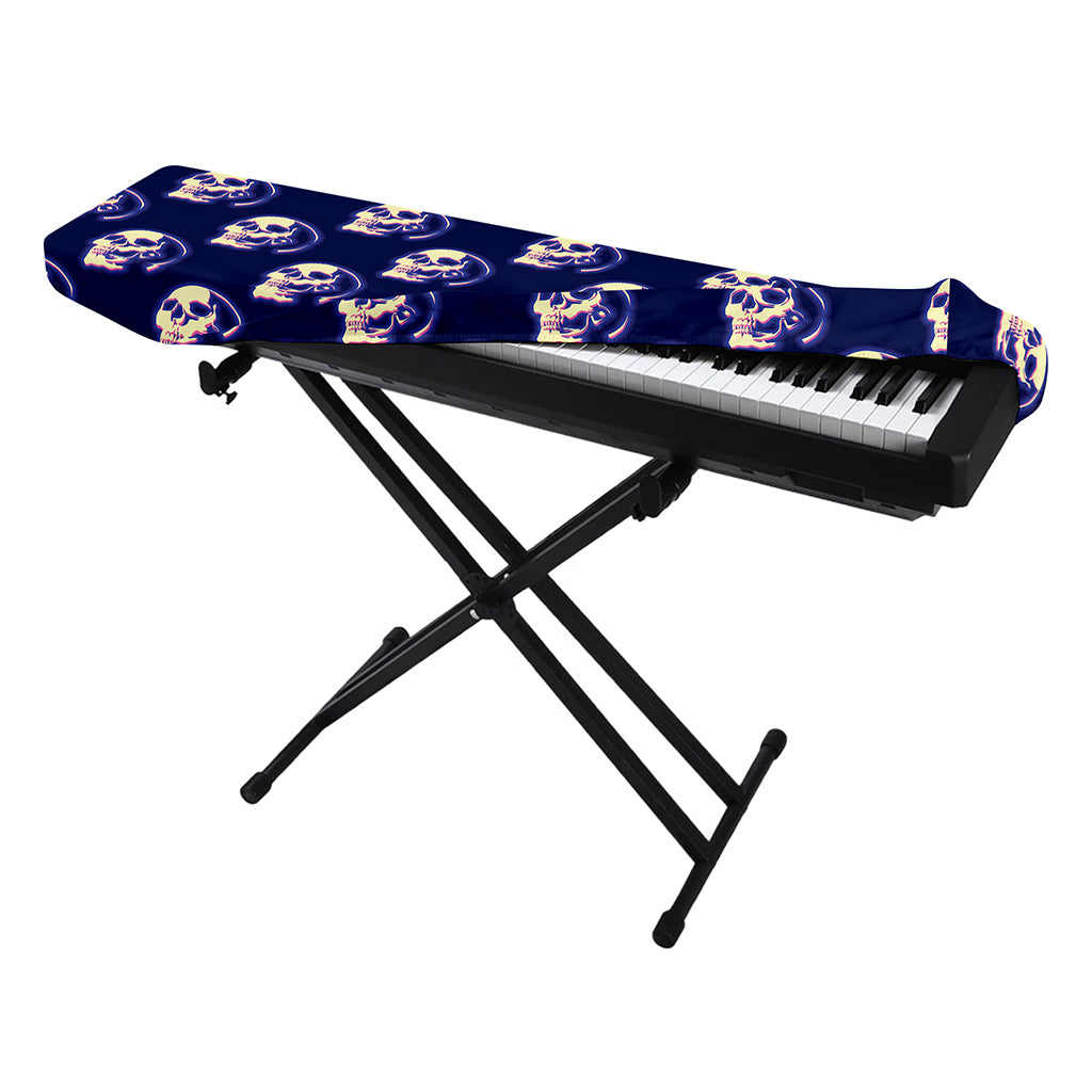 Trippy Skull Pattern Print Piano Keyboard Cover