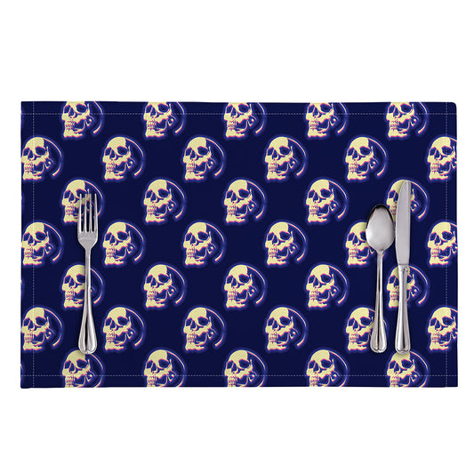 Trippy Skull Pattern Print Placemat