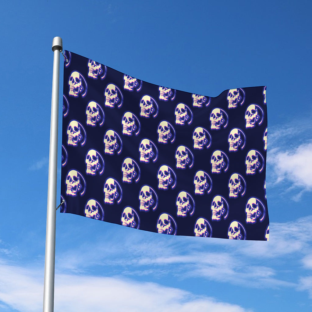 Trippy Skull Pattern Print Polyester Flag