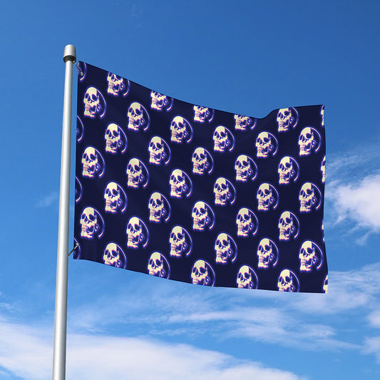 Trippy Skull Pattern Print Polyester Flag