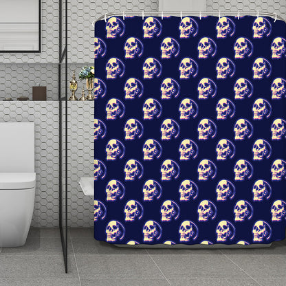 Trippy Skull Pattern Print Polyester Shower Curtain