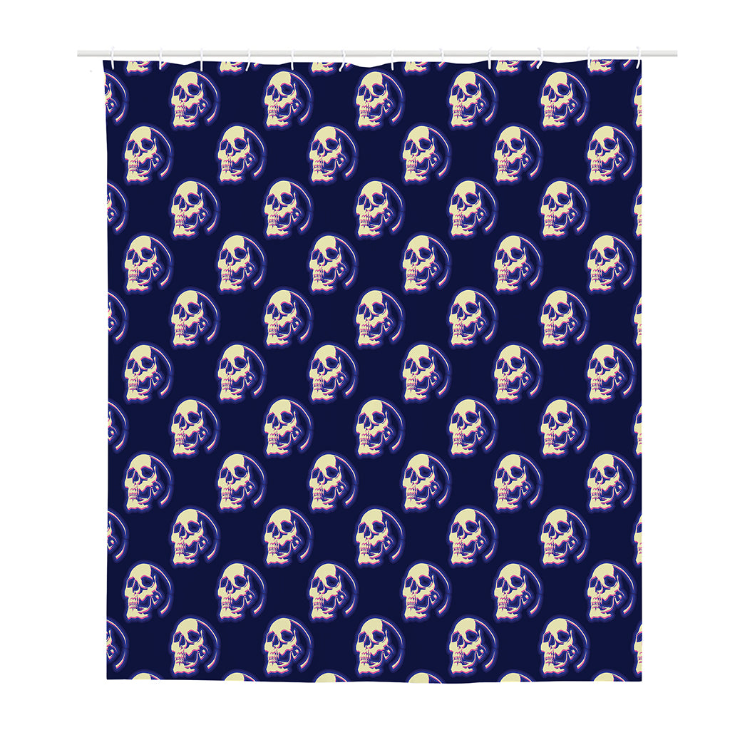 Trippy Skull Pattern Print Polyester Shower Curtain